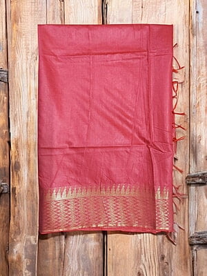 Pink with Golden Woven Kota Silk Saree with Running Blouse Pink with Golden Woven Kota Silk Saree with Running Blouse