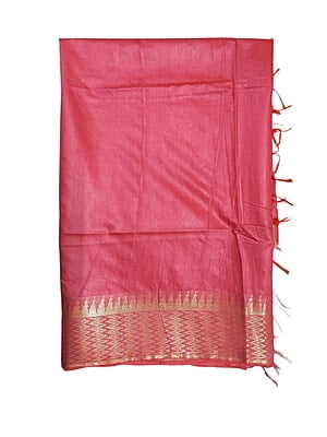 Pink with Golden Woven Kota Silk Saree with Running Blouse Pink with Golden Woven Kota Silk Saree with Running Blouse
