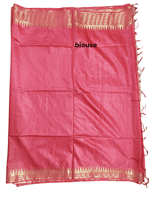 Pink with Golden Woven Kota Silk Saree with Running Blouse Pink with Golden Woven Kota Silk Saree with Running Blouse