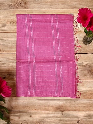 Pink Woven Kota Silk Saree with Running Blouse Pink Woven Kota Silk Saree with Running Blouse