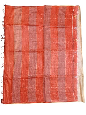 Red & Cream Woven Kota Silk Saree with Running Blouse