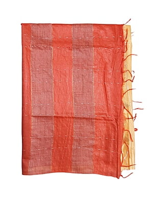 Red & Cream Woven Kota Silk Saree with Running Blouse