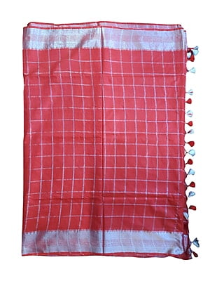 Red & Silver Woven Kota Silk Saree with Running Blouse