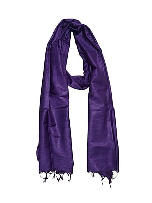 Dark Purple Cotton Silk Solid Dupatta