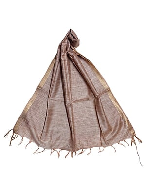 Khaki Cotton Silk Solid Dupatta