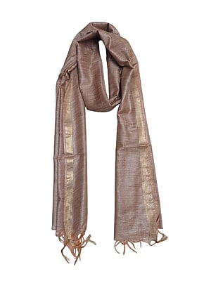 Khaki Cotton Silk Solid Dupatta