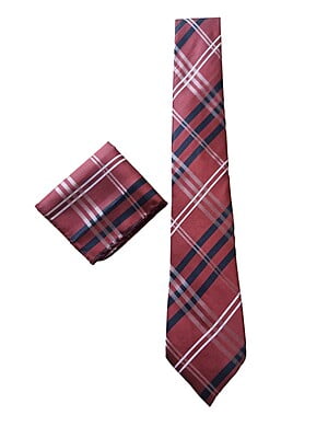 Burgundy Striped Necktie with Pocket Square Burgundy Striped Necktie with Pocket Square