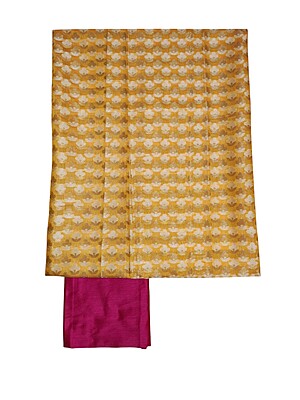 Pink & Red Unstitched Banarasi Cotton Silk Dress Material with Dupatta for Women Pink & Red Unstitched Banarasi Cotton Silk Dress Material with Dupatta for Women