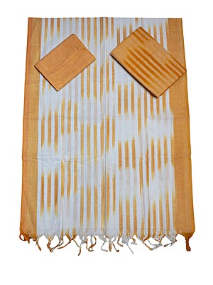 Mustard Pochampally Ikkat Cotton Unstitched Salwar Suit Dress Material with Dupatta