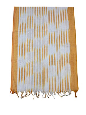 Mustard Pochampally Ikkat Cotton Unstitched Salwar Suit Dress Material with Dupatta