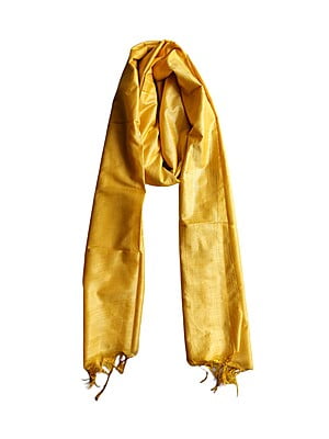 Yellow Cotton Silk Solid Dupatta